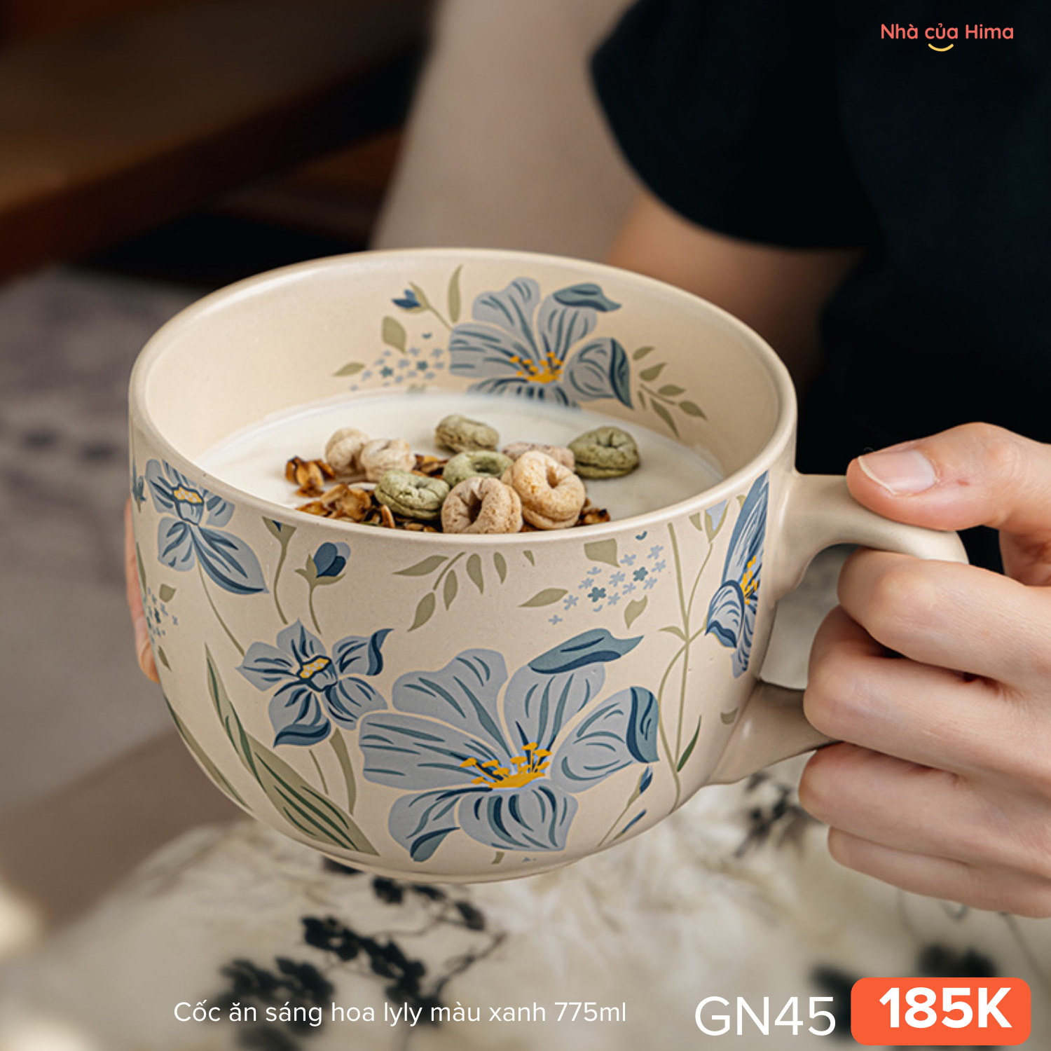 Cốc ăn sáng hoa lyly màu xanh 775ml 6Y.S42