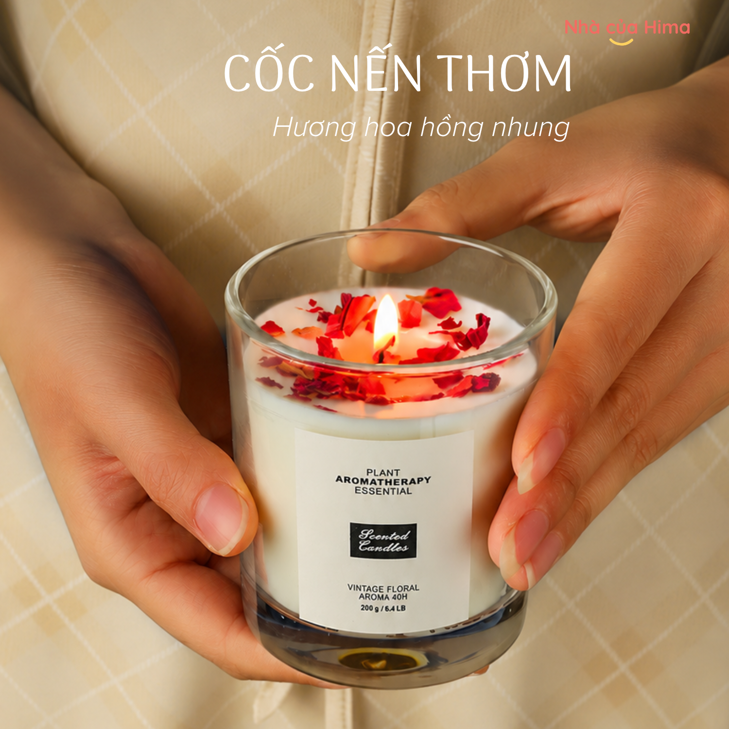 Cốc nến thơm 200gr hương hồng nhung đen HQNT13