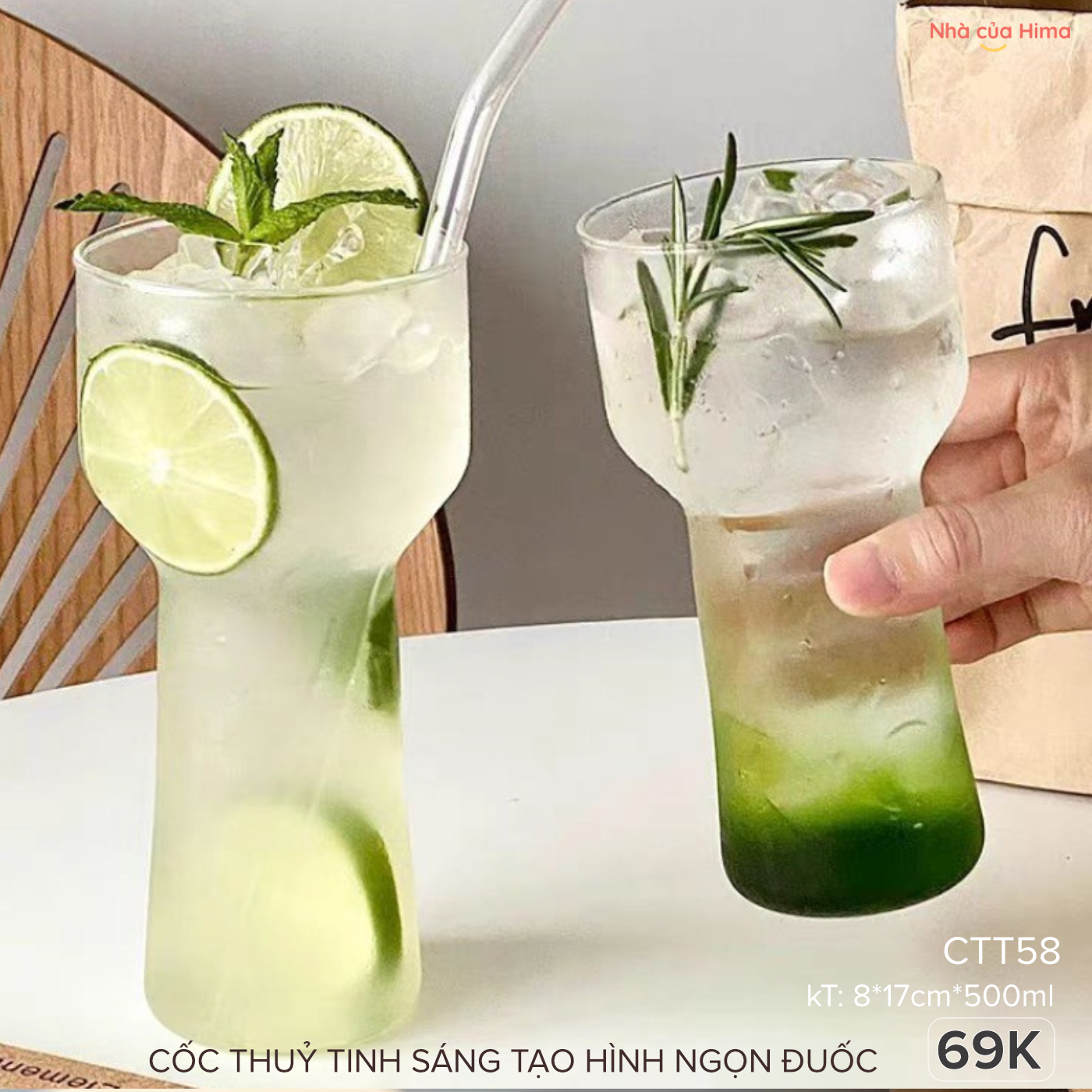 Cốc thuỷ tinh sáng tạo hình ngọn đuốc chịu nhiệt nóng lạnh CTT58