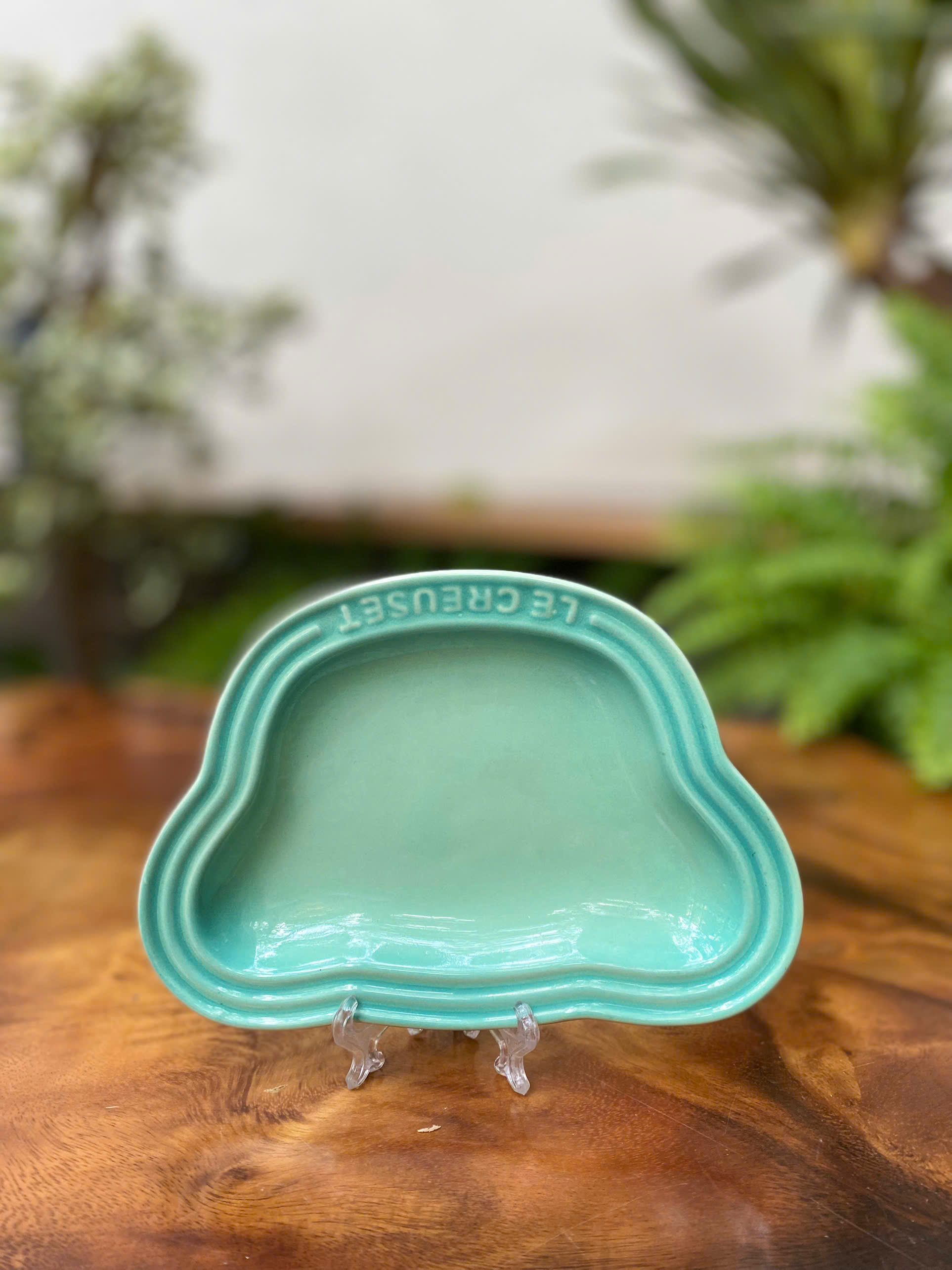 Đĩa sứ cách điệu hình mặt gấu - size vừa - 15.5x10.5cm - LC nội địa - màu xanh mint-LC186