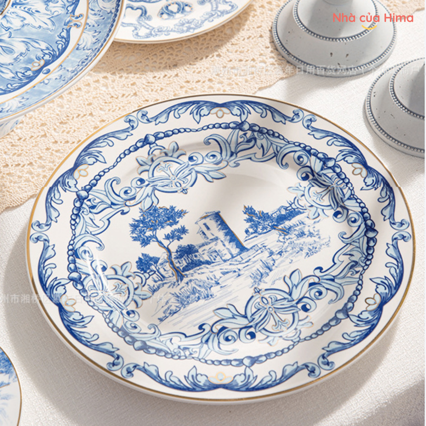 Đĩa tròn 10.5inch (26,9cm) Blue & White phong cách Thổ Nhĩ Kì