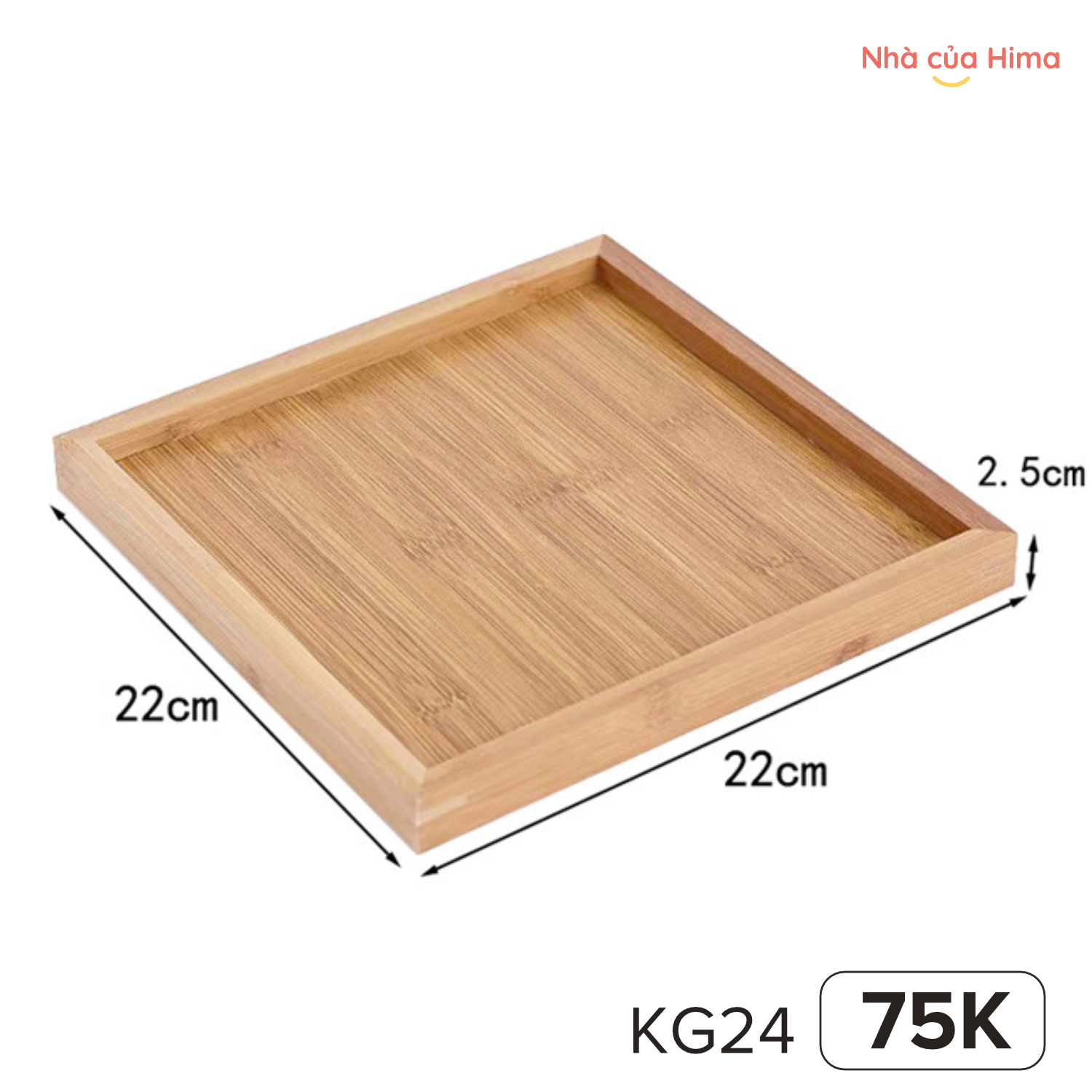 Khay gỗ tre đựng bánh mì kiểu Nhật 22*22*2.5cm