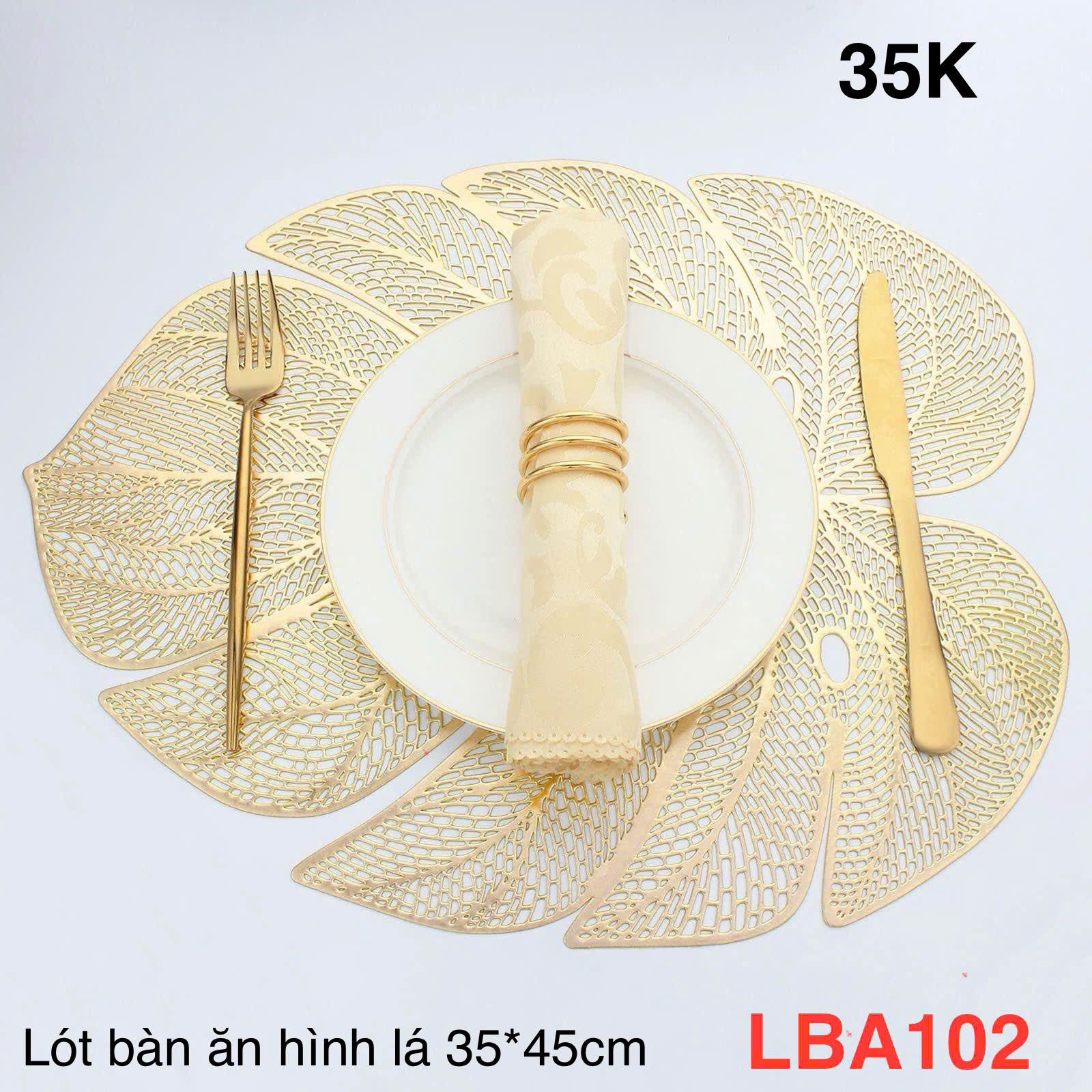 Lót bàn ăn hình lá màu vàng 35*45cm - LBA102