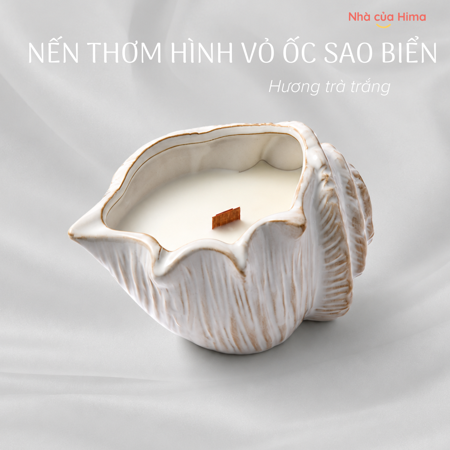 Nến thơm vỏ ốc sao biển hương trà trắng HQNT15
