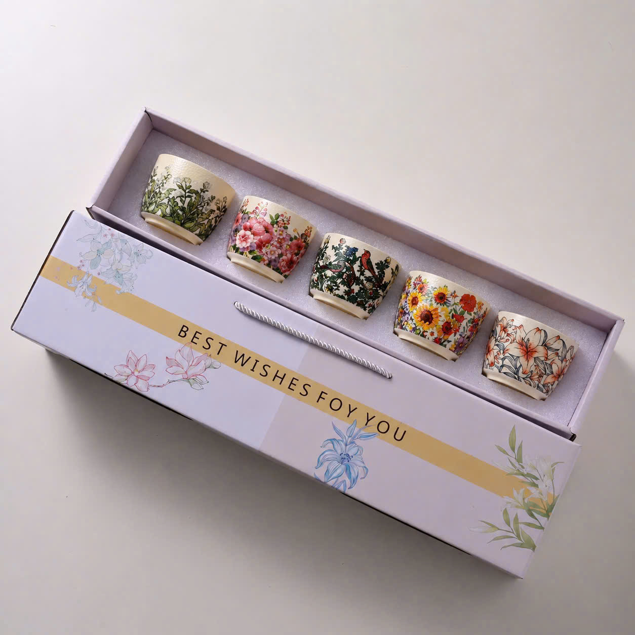 Set 5 cốc kèm hộp đẹp phong cách Vintage(150ml) SC64C