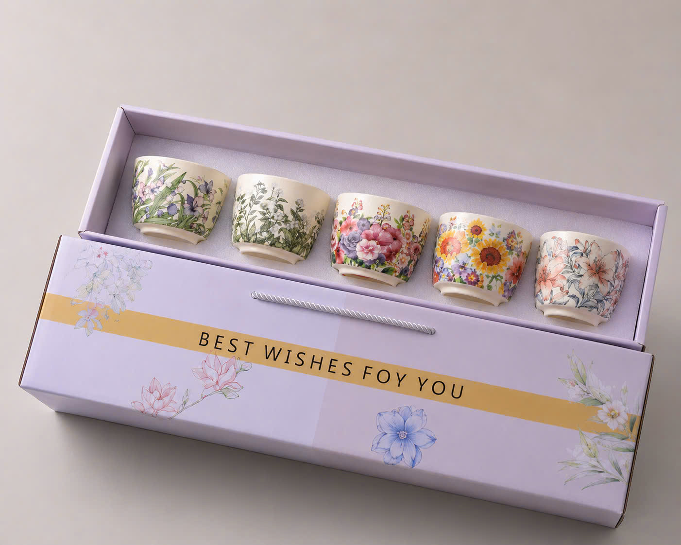 Set 5 cốc kèm hộp đẹp phong cách Vintage(150ml) SC65D
