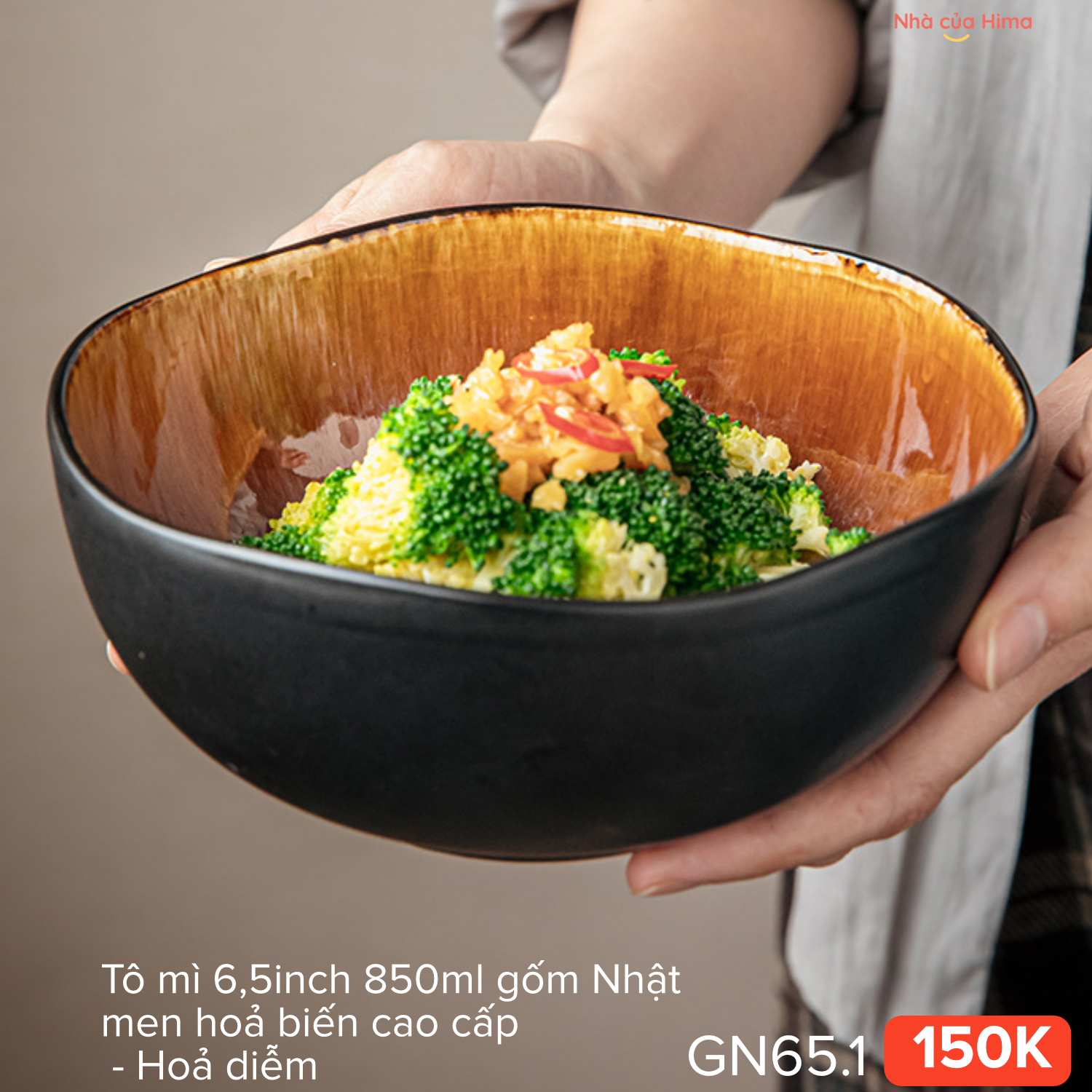 Tô mì 6,5inch 850ml gốm Nhật, men hoả biến cao cấp - Hoả diễm 31.W09