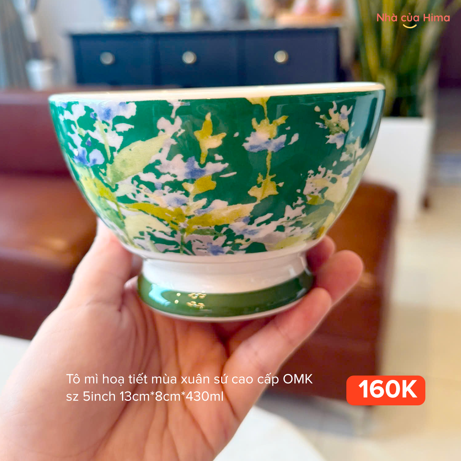 Tô mì hoạ tiết mùa xuân sứ cao cấp OMK sz 5inch 13cm*8cm*430ml