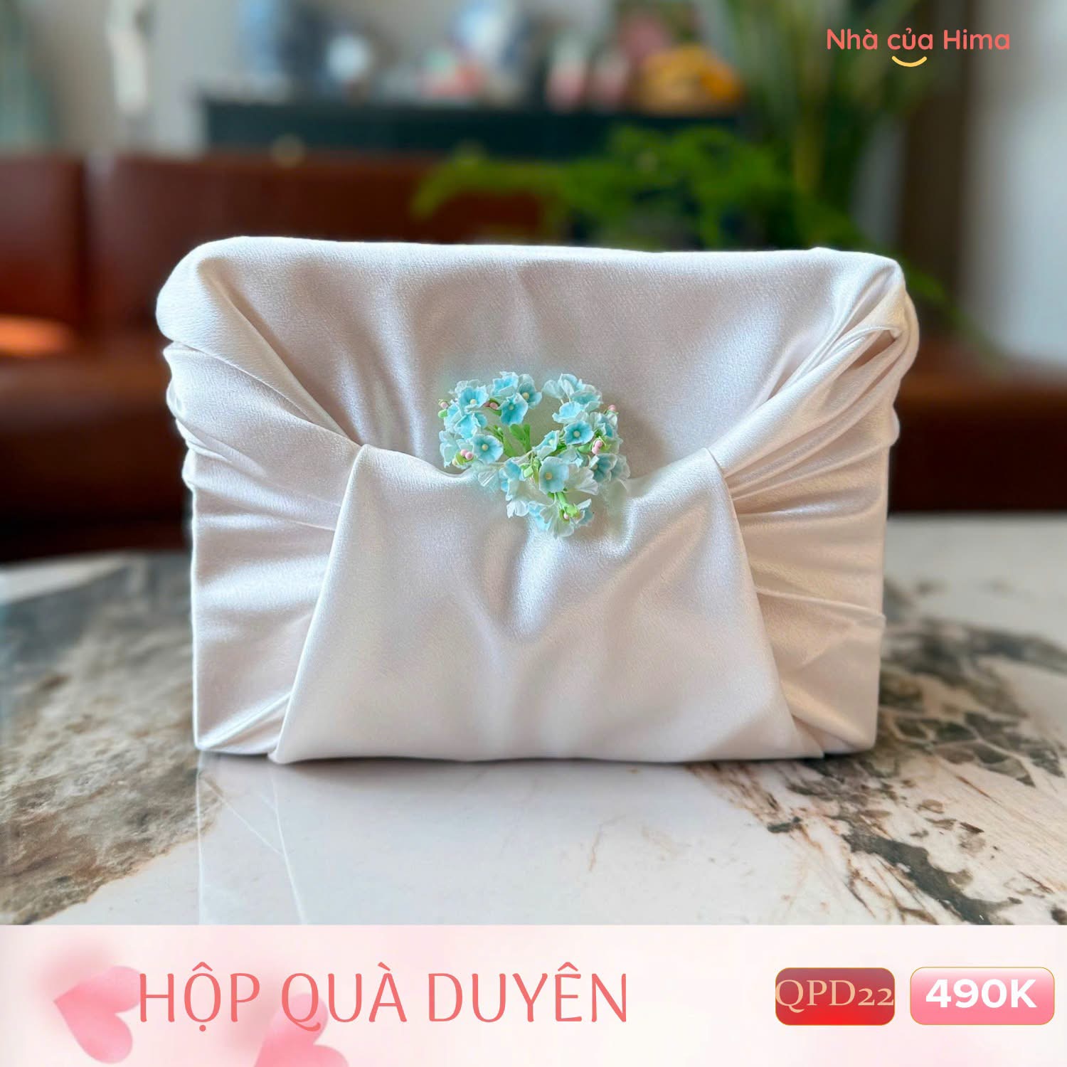 Vải lụa satain gói quà màu trắng kem 70*70cm