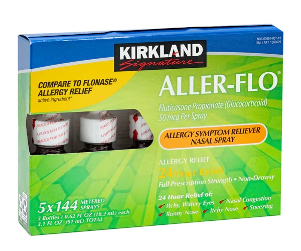 Xịt Mũi Hỗ Trợ Giảm Dị Ứng Kirkland Signature Aller-Flo (Combo 5 Chai x 144 Liều Xịt)