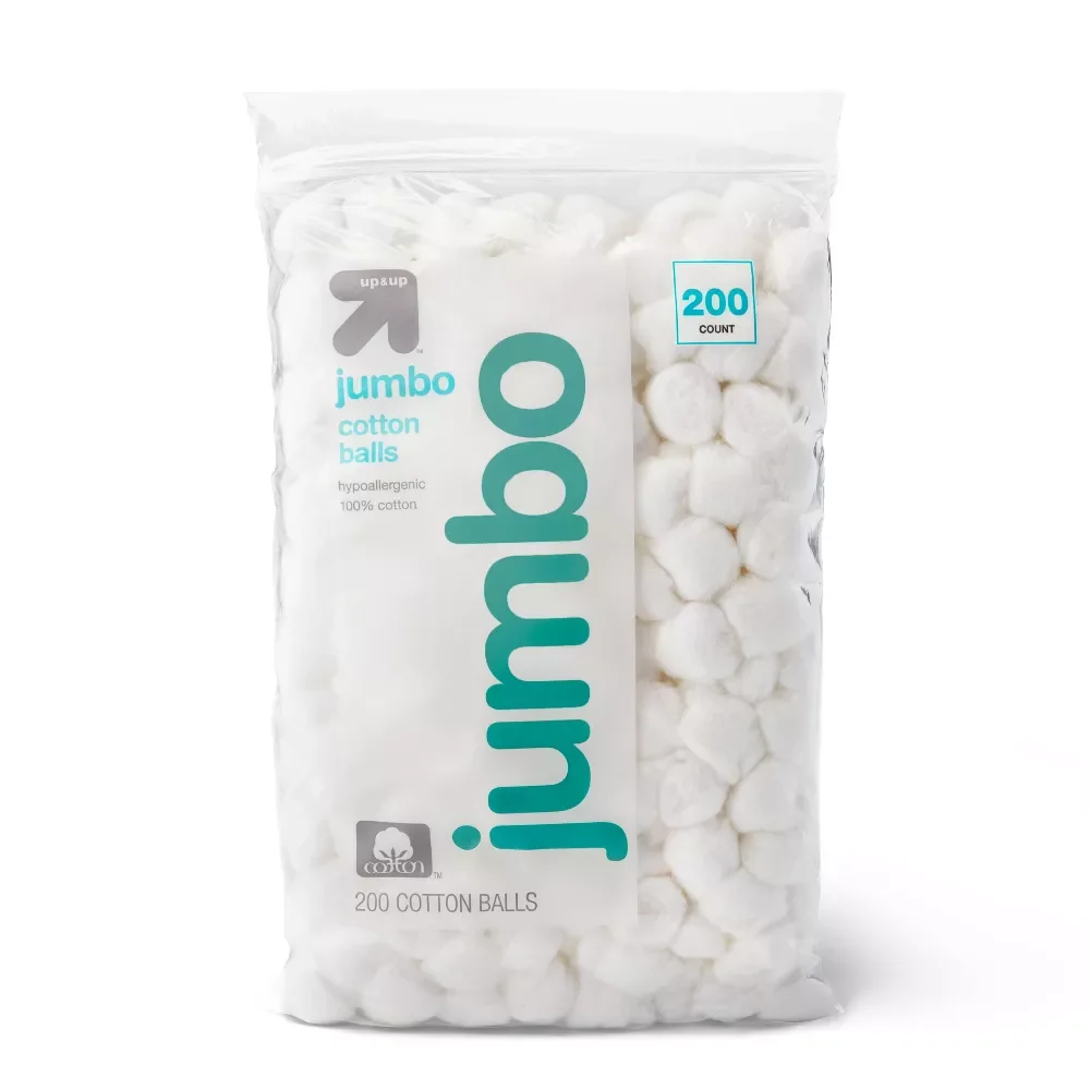 Bông Gòn Viên Khổ Lớn Up & Up Jumbo Cotton Balls – Túi 200 Viên