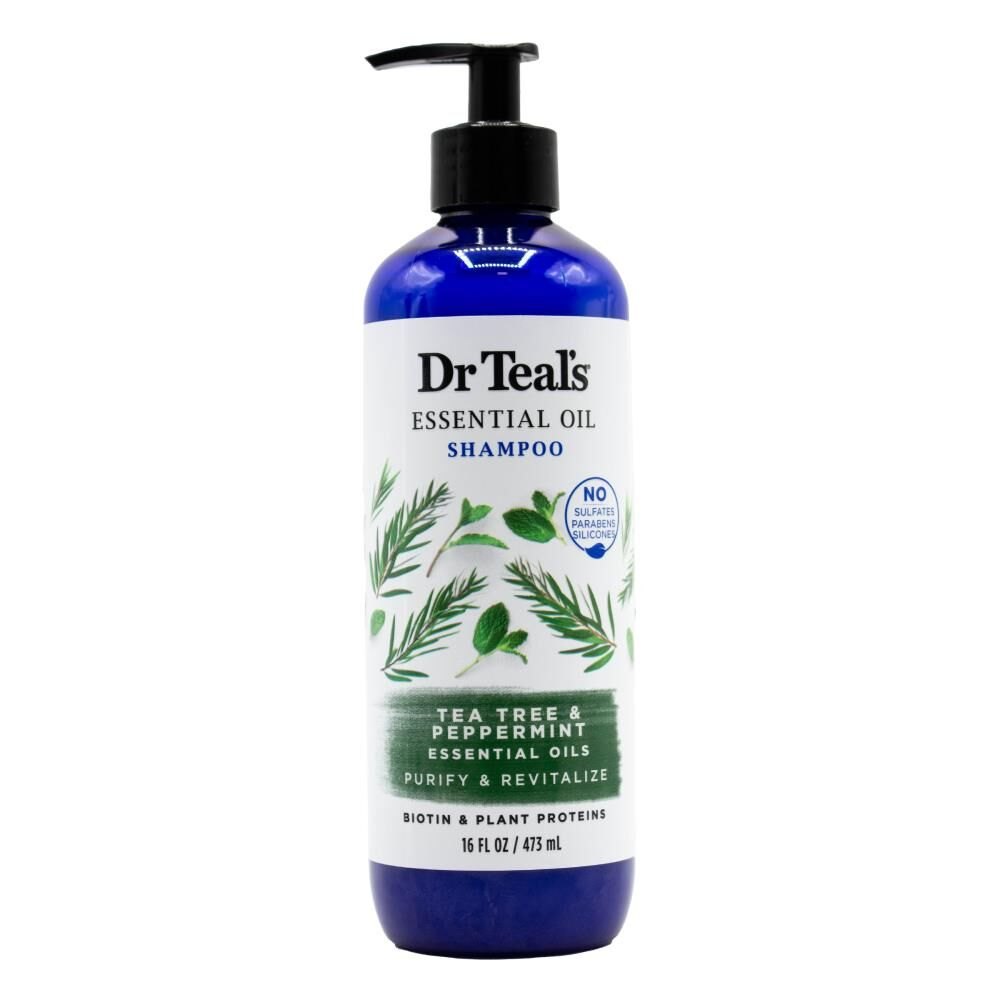 Dầu Gội Tinh Dầu Dr Teal’s Essential Oil Shampoo – Tea Tree & Peppermint Purify & Revitalize (Chai 473ml).