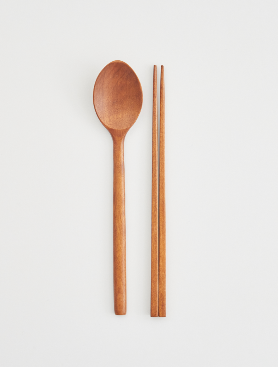 Bộ Muỗng Đũa Gỗ Tự Nhiên Mini Cao Cấp (Chiều Dài 19cm)