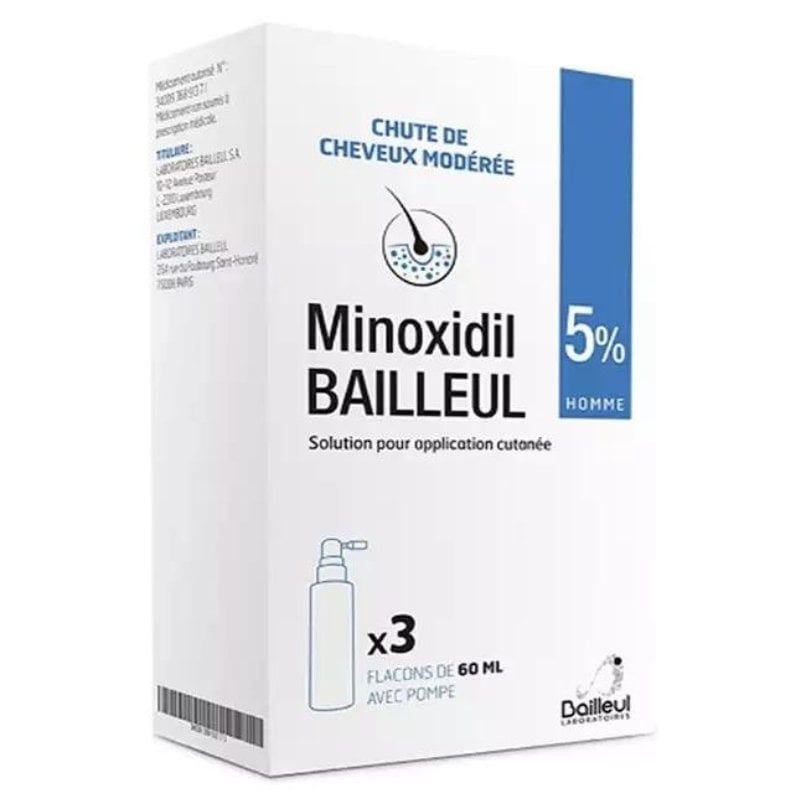 Thuốc Hỗ Trợ Mọc Tóc Minoxidil Bailleul 5% Homme - Bộ Tiết Kiệm 3 Chai x 60ml