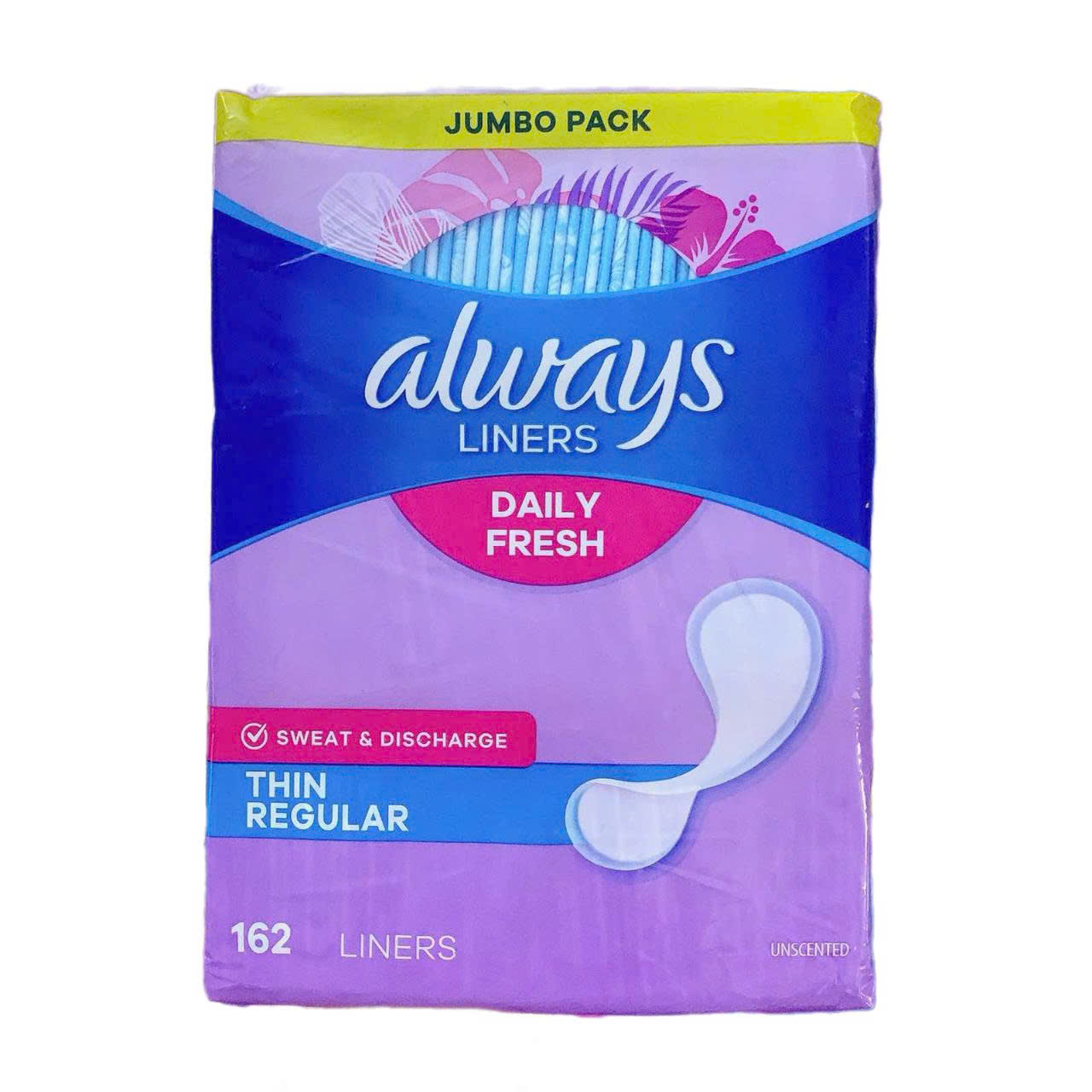 Băng Vệ Sinh Hàng Ngày Always Liners Daily Fresh Thin Regular – Unscented (Gói 162 Miếng)