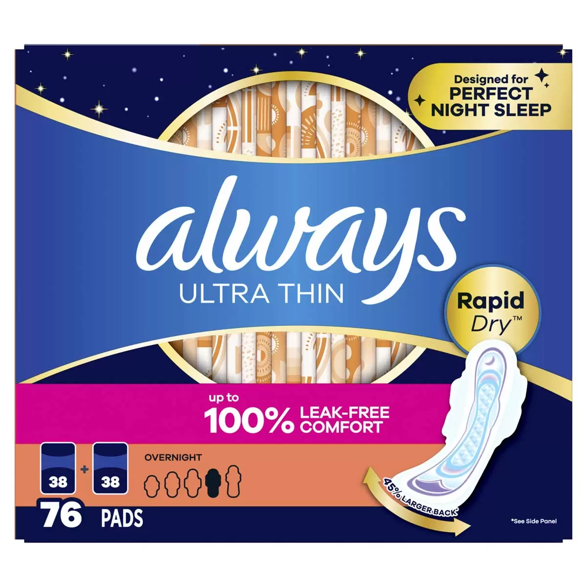 Băng Vệ Sinh Ban Đêm Always Ultra Thin Overnight – Công Nghệ Rapid Dry (Hộp 76 Miếng)