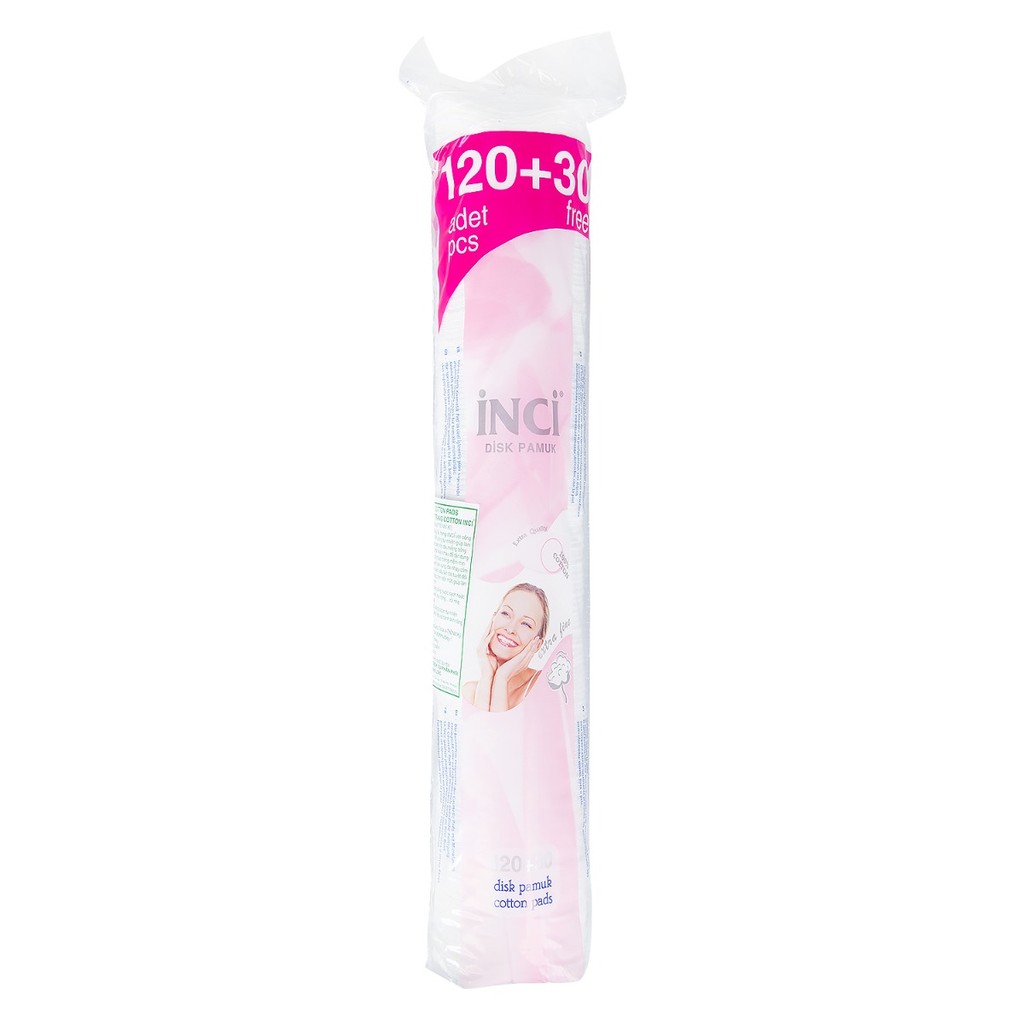 Bông Tẩy Trang Cotton Tự Nhiên Inci Disk Pamuk Cotton Pads – Gói 120+30 Miếng Free.