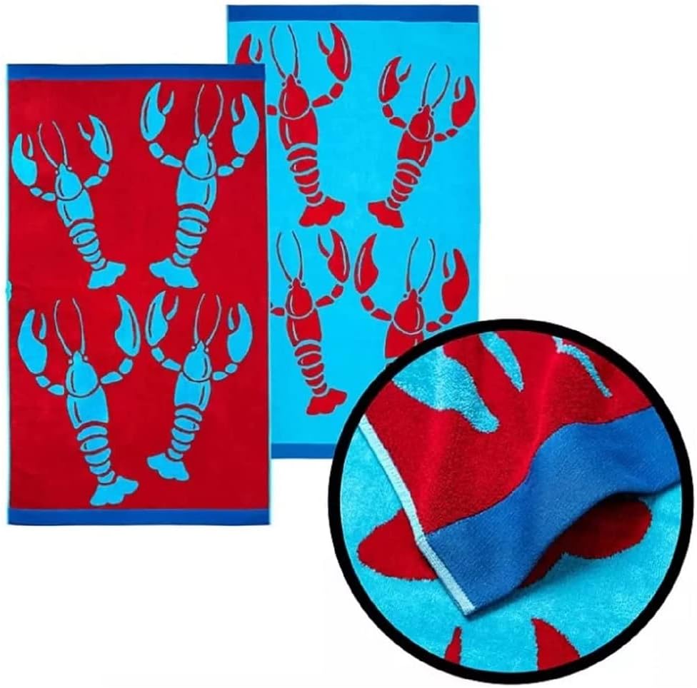 Khăn Đi Biển Khổ Lớn Oversized Beach Towel Member's Mark (102cm x 183cm) – Họa Tiết Tôm Hùm