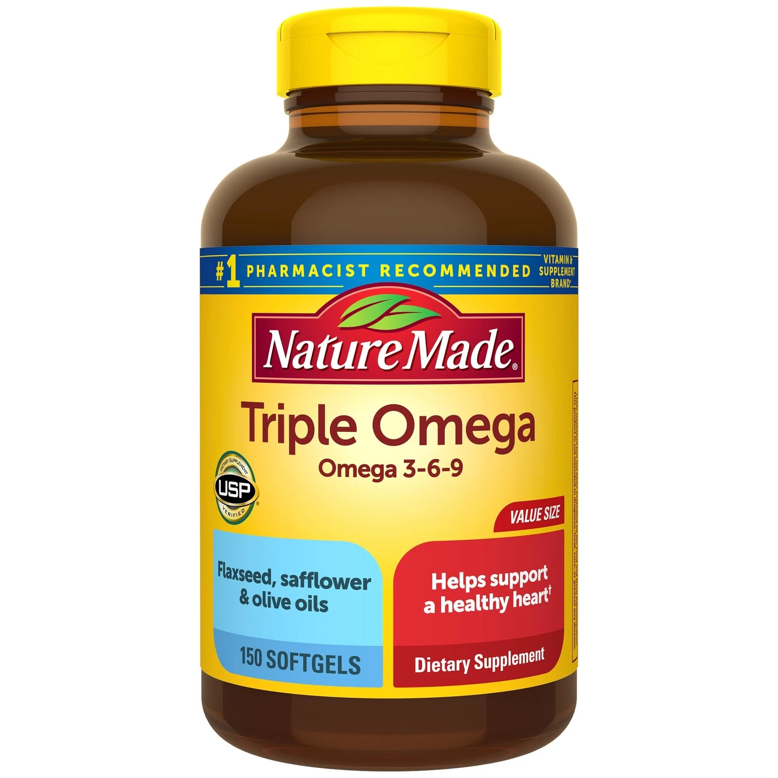 Viên Uống Nature Made Triple Omega 3-6-9 – Hỗ Trợ Sức Khỏe Tim Mạch (150 Viên Nang Mềm)