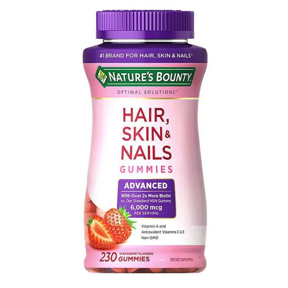 Kẹo Dẻo Hỗ Trợ Tóc, Da & Móng Nature's Bounty Advanced Hair, Skin & Nails Gummies, 230 Viên