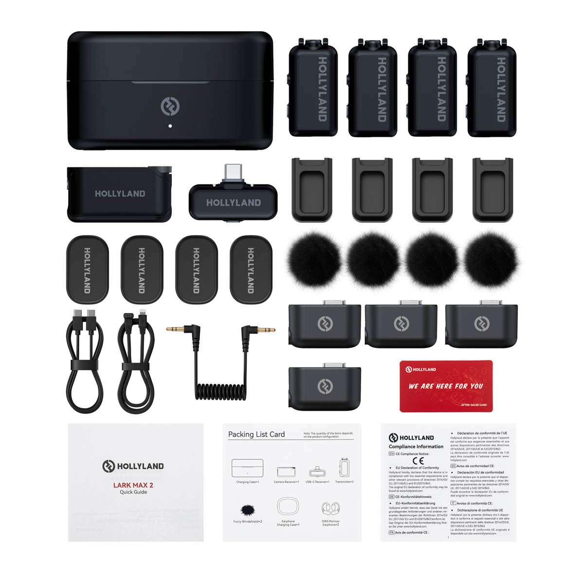 Bộ Micro không dây Hollyland Lark Max 2 Combo 4-Person Version (Camera RX, USB-C RX)