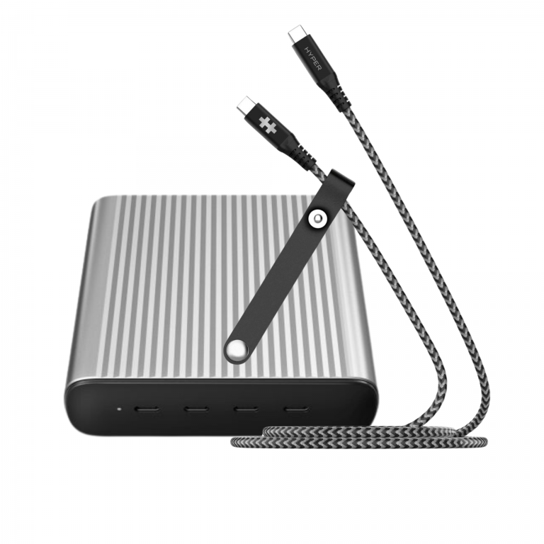 COMBO SẠC ĐA CỔNG HYPERJUICE GAN 245W CHARGER 4 USB-C PD/PPS/QC4.0+ VÀ CÁP USB-C TO USB-C 2M HYPERDRIVE VIDEO, DATA & CHARGING 10GBPS/100W