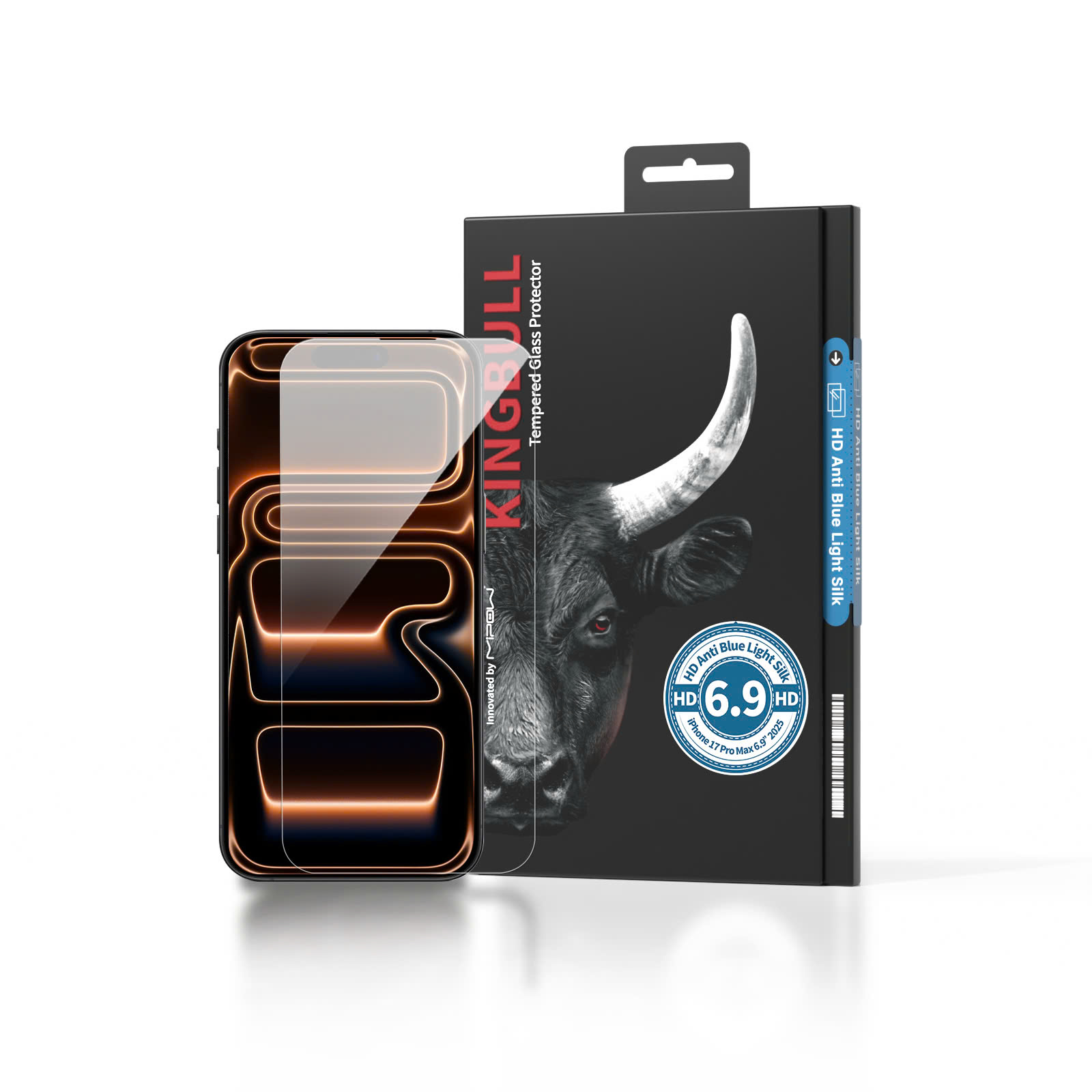 Kính Cường Lực iPhone 18 Pro / 17 Pro 6.3” 2026 Mipow Kingbull HD Anti Blue Light Premium Silk