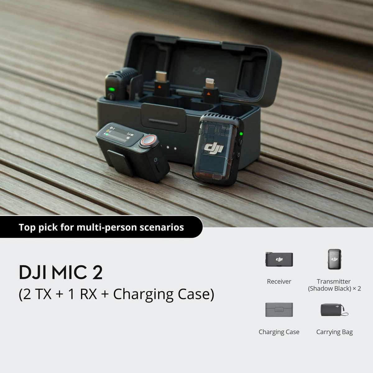 Micro không dây DJI Mic 2 (2 TX + 1 RX + Charging Case)