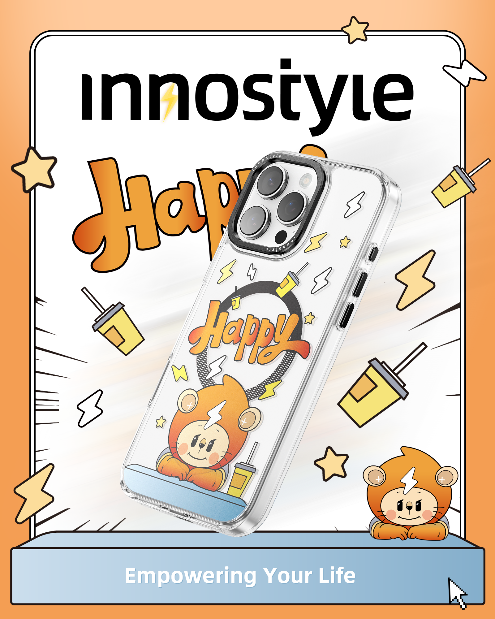 ỐP LƯNG CHỐNG SỐC MAGSAFE INNOSTYLE IPHONE 16PROMAX VIBES HAPPY LEO