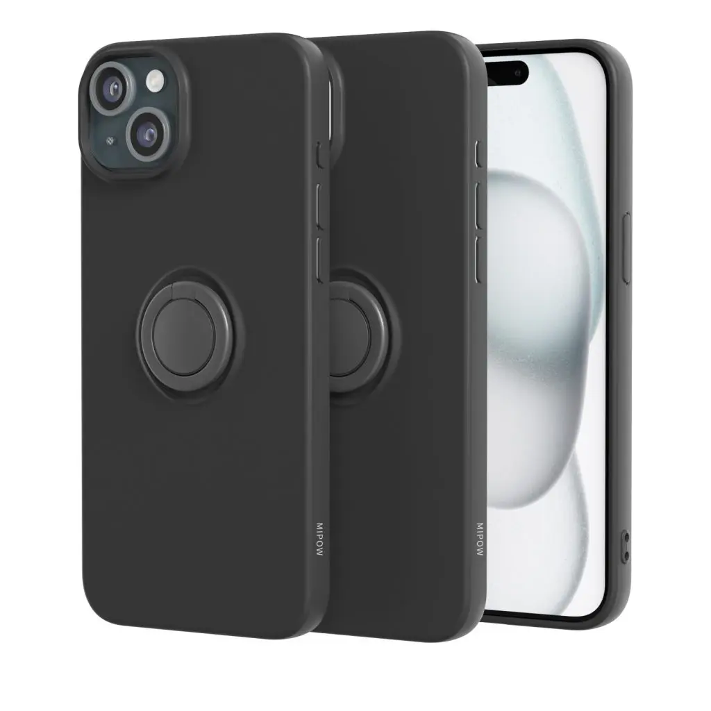 ỐP LƯNG MIPOW IPHONE 15 PLUS RING STAND TPU LEATHER MC15B02