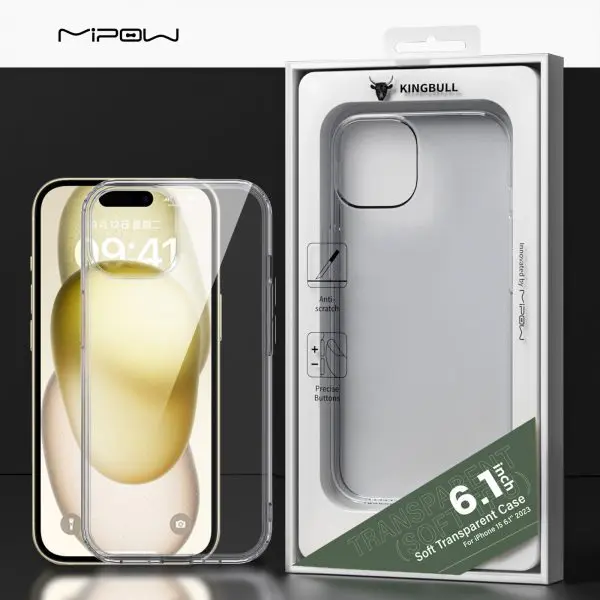 ỐP LƯNG TRONG SUỐT MIPOW SILICON TPU IPHONE 15 PRO MAX SOFT TRANSPARENT CASE – ST15D-CR