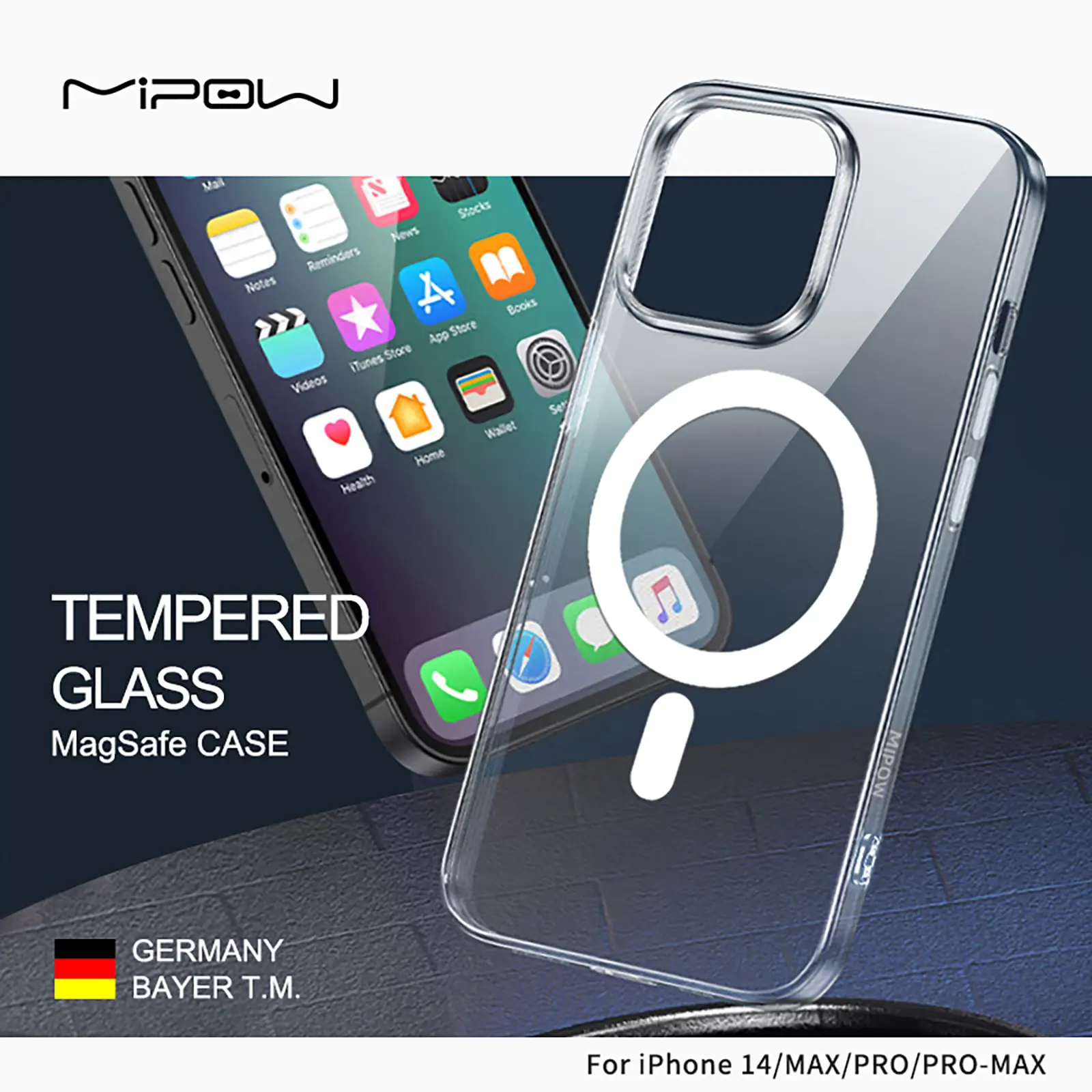 ỐP MAGSAFE IPHONE 14 PLUS (TƯƠNG THÍCH 15 PLUS) TEMPERED GLASS TRANSPARENT NGUYÊN LIỆU ĐỨC (DROPTEST 1.8M) MGC14B