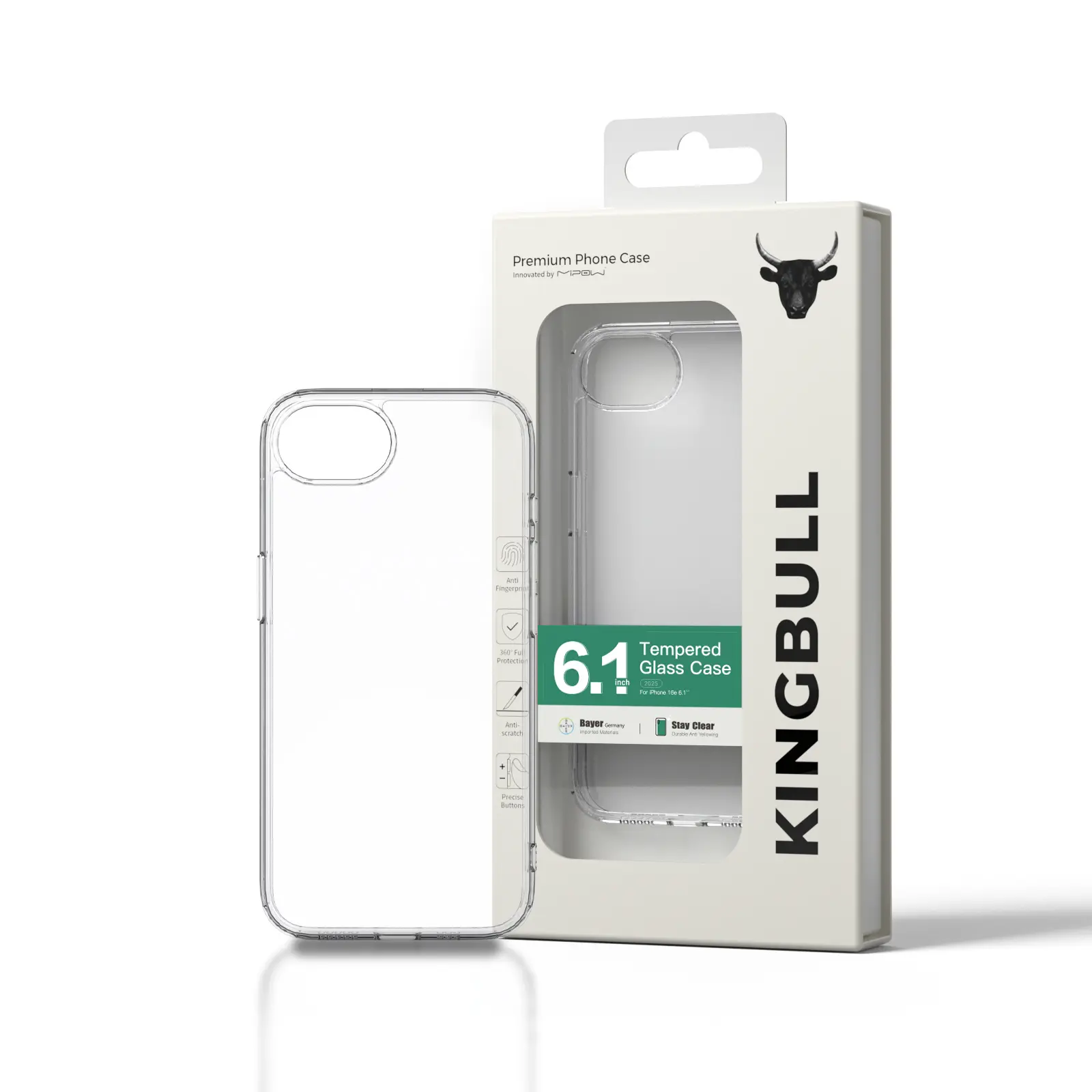 Ốp lưng Mipow Case for iPhone 16e 6.1 inch Transparent (Bayer Germany) – PSE4-CR