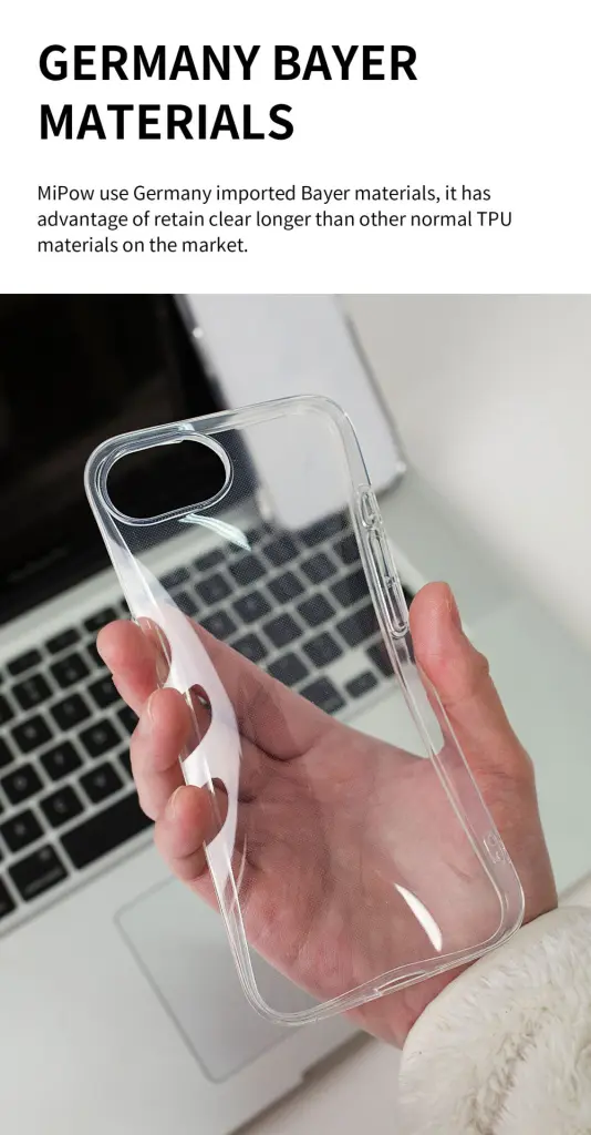 Ốp lưng Mipow Soft Transparent Case for iPhone 16e 6.1 inch Transparent (Bayer Germany) – TSE4-CR