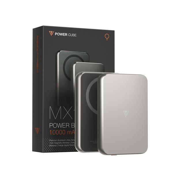 Pin dự phòng quyền lực POWERCUBE by MIPOW (USA) 3-in-1 Ultra-Slim MagSafe (10000mAh) – Chứng chỉ CCC (Tương thích Apple Watch/Airpods) – MX10