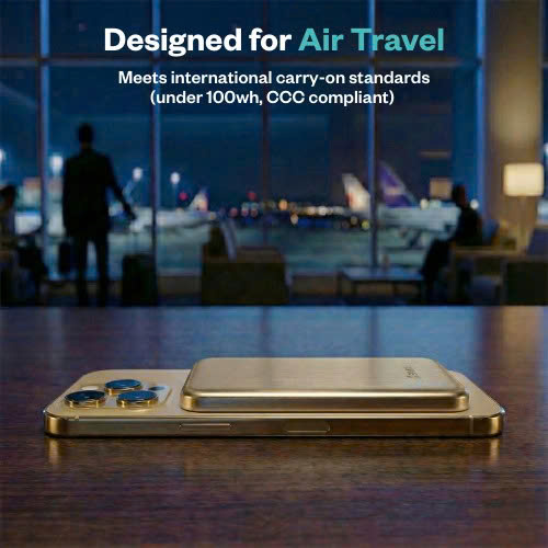 Sạc dự phòng THỂ RẮN mỏng nhất thế giới BMX (USA) SolidSafe™ Air Titanium 5K Qi2 Wireless Magnetic (Chứng chỉ CCC) – B3-05