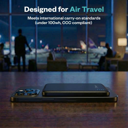 Sạc dự phòng THỂ RẮN mỏng nhất thế giới BMX (USA) SolidSafe™ Air Titanium 5K Qi2 Wireless Magnetic (Chứng chỉ CCC) – B3-05