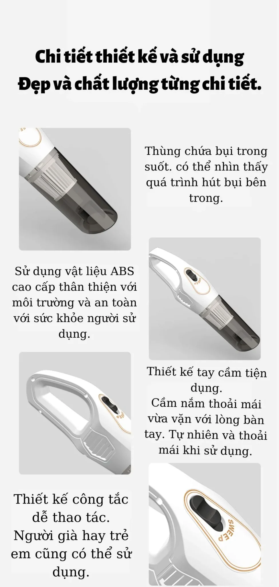 Máy Hút Bụi Cầm Tay Handheld Vacuum Cleaner S9D