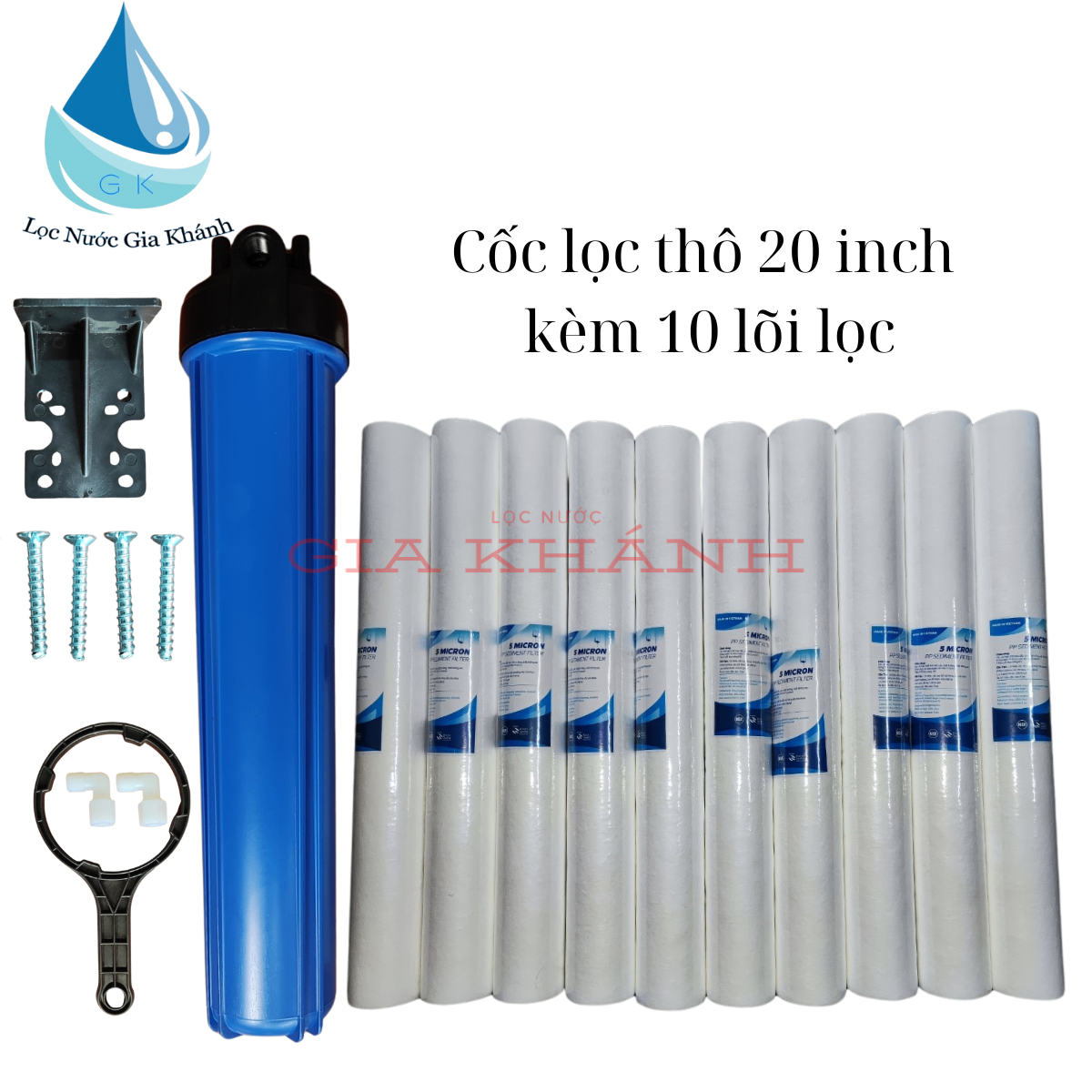 Bộ cốc lọc thô 20 inch kèm 10 lõi lọc