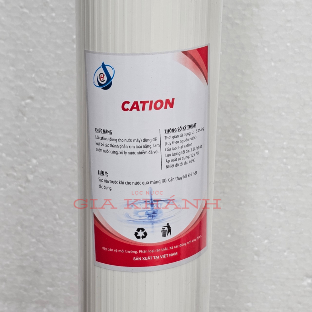 Lõi lọc cation 20 inch khử đá vôi