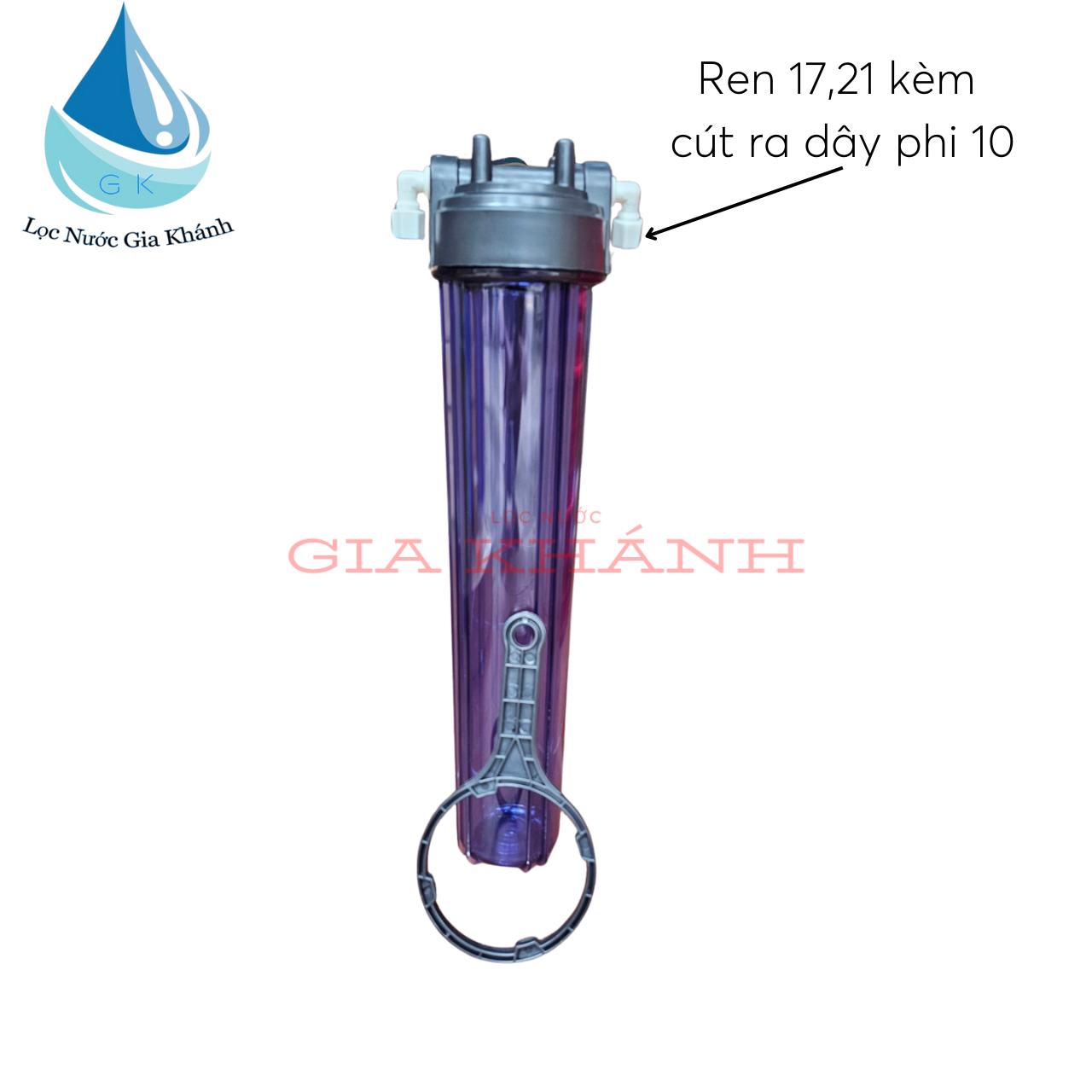 Vỏ cốc lọc 20 inch trong không kèm lõi lọc