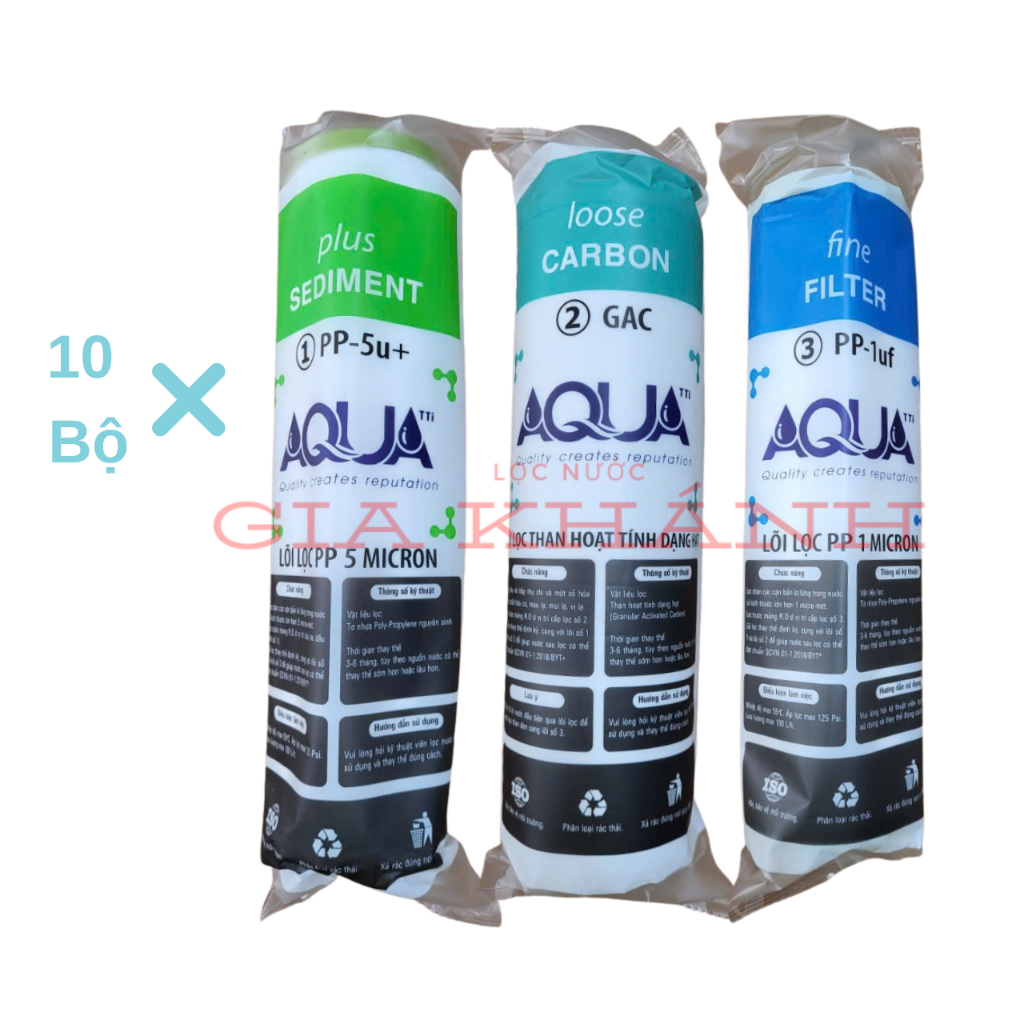 Combo 10 bộ lõi 1,2,3 aqua (10 lõi 1+10 lõi 2+10 lõi 3)