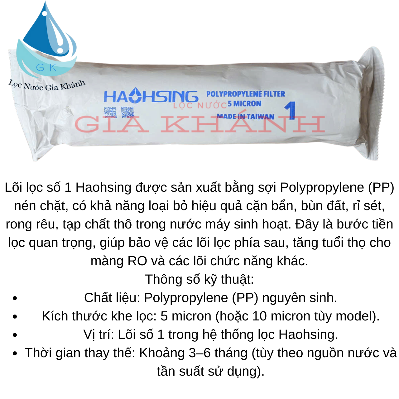 Combo 7 lõi lọc nước Haohsing 1-7 chính hãng