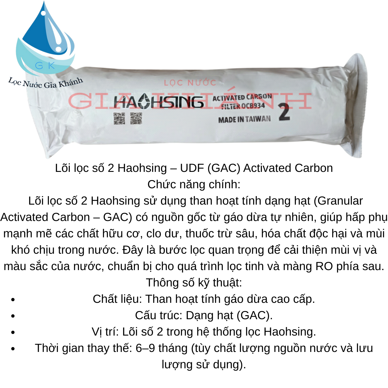 Combo 7 lõi lọc nước Haohsing 1-7 chính hãng