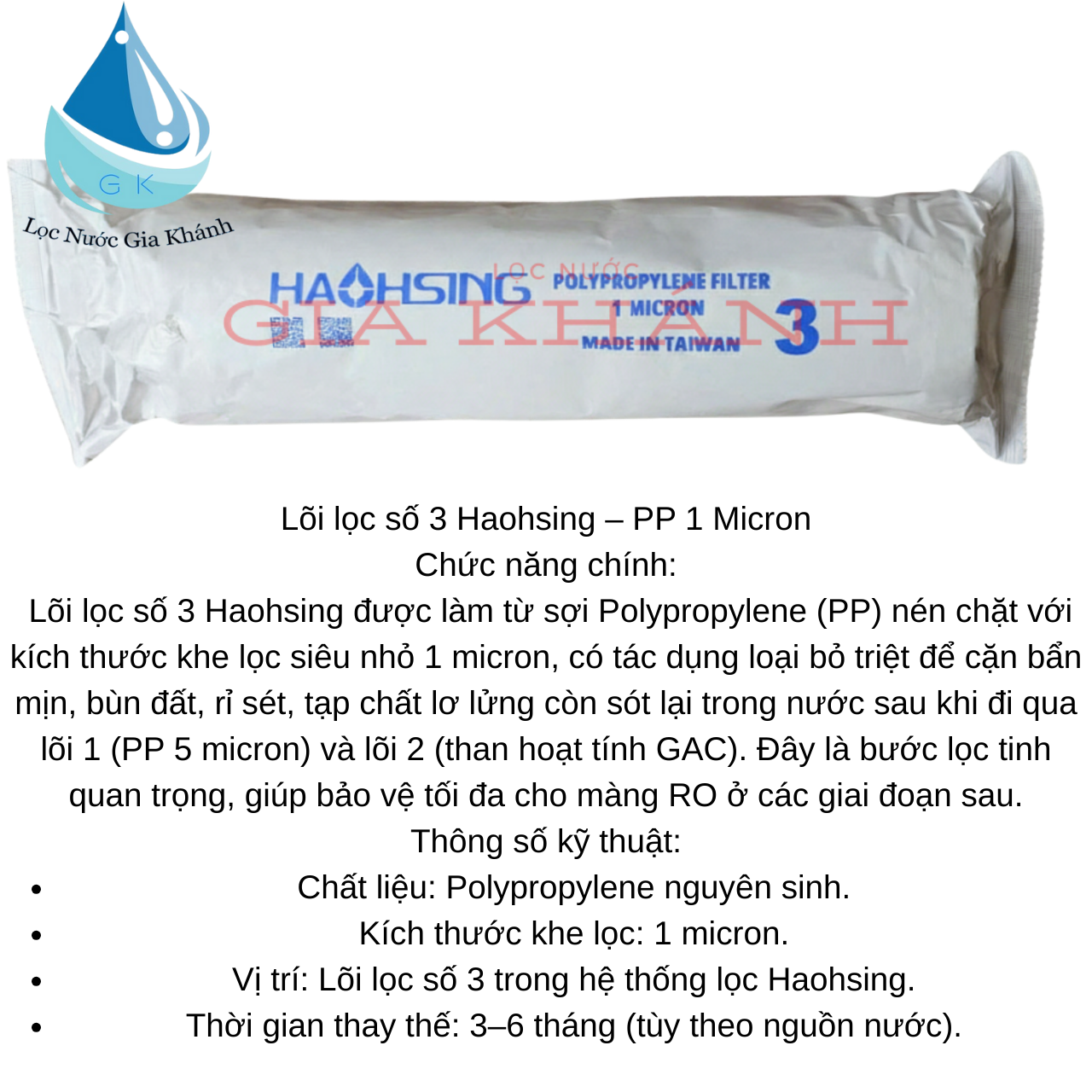 Combo 7 lõi lọc nước Haohsing 1-7 chính hãng