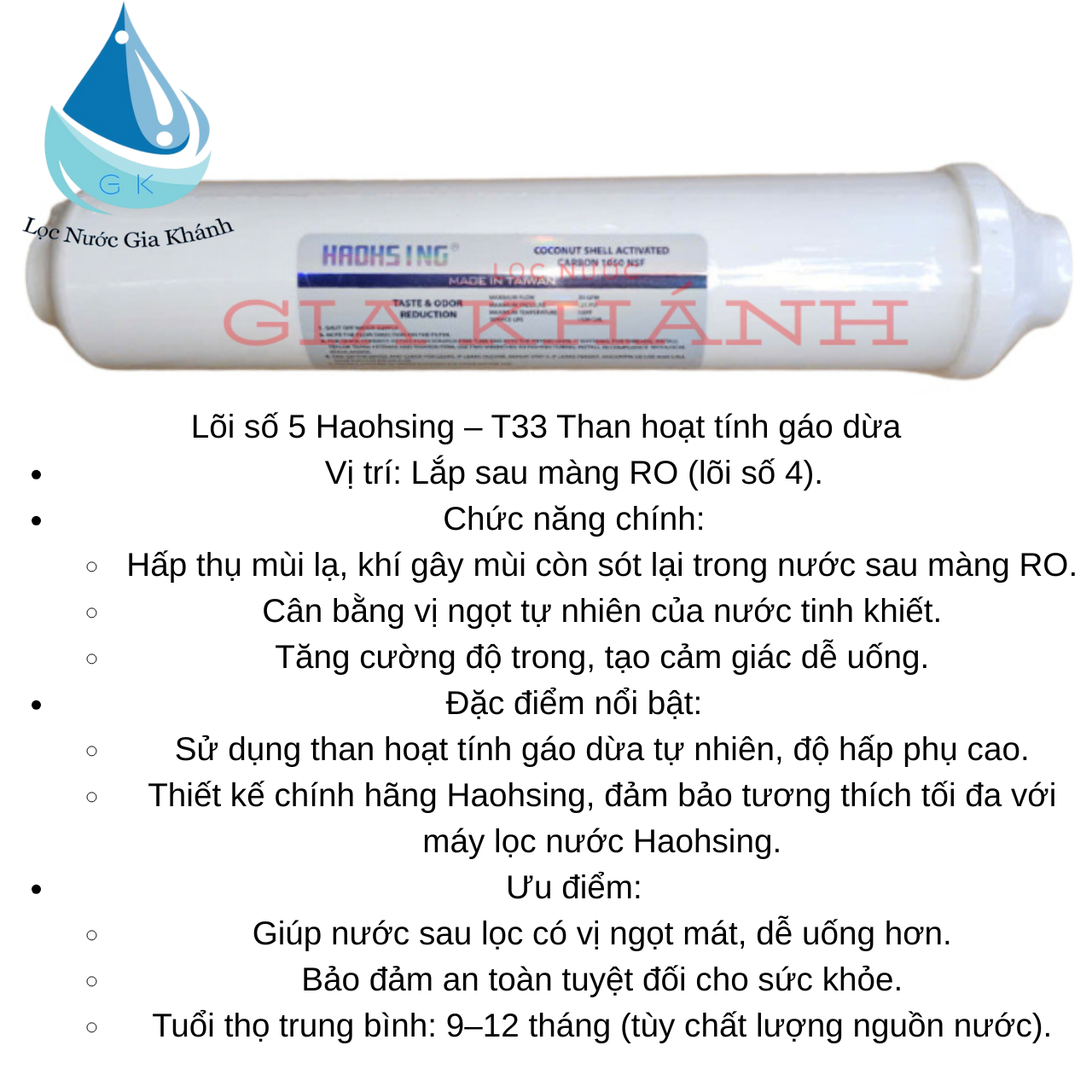Combo 7 lõi lọc nước Haohsing 1-7 chính hãng