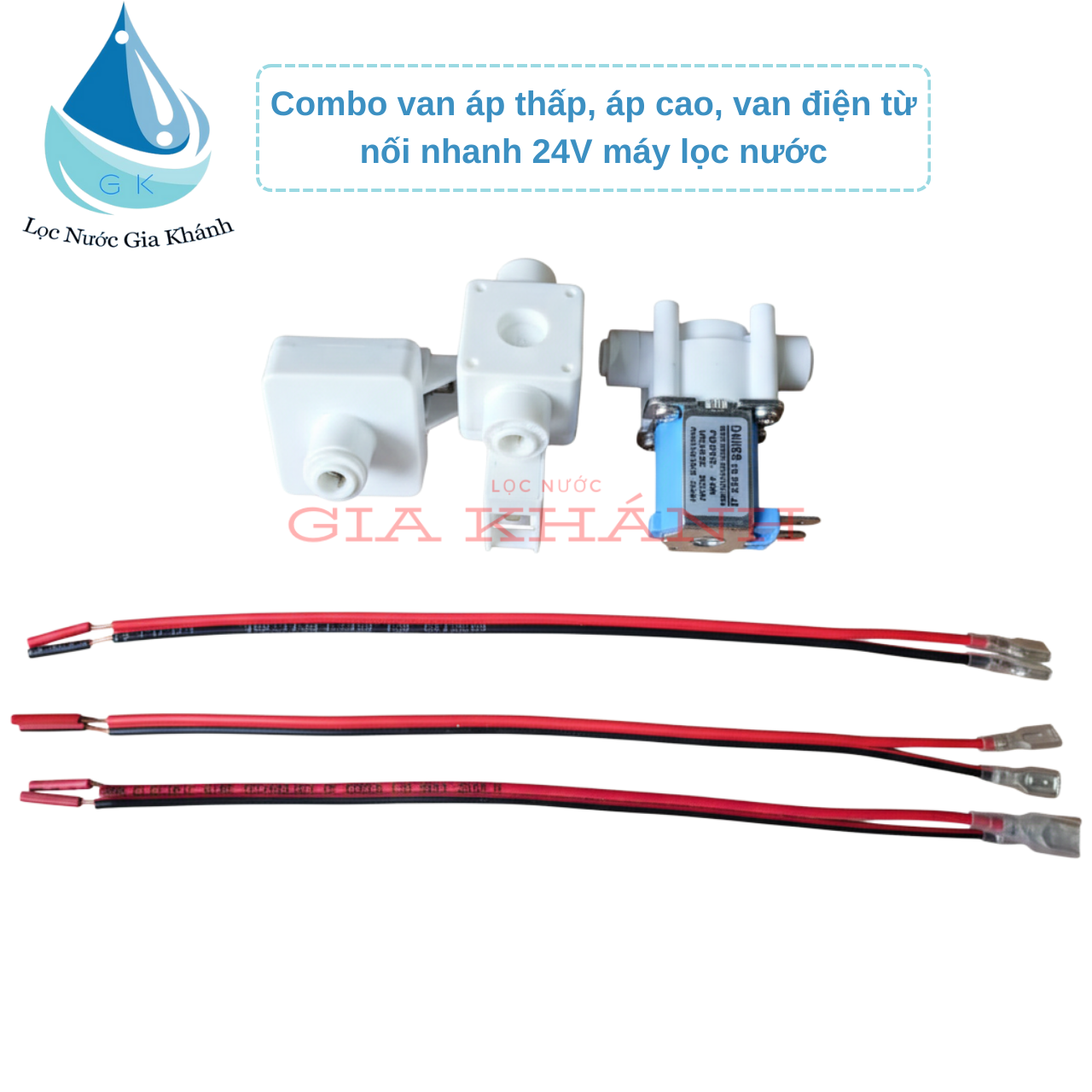 Combo cảm van áp thấp, áp cao & van điện từ nối nhanh 24VDC cho máy lọc nước RO