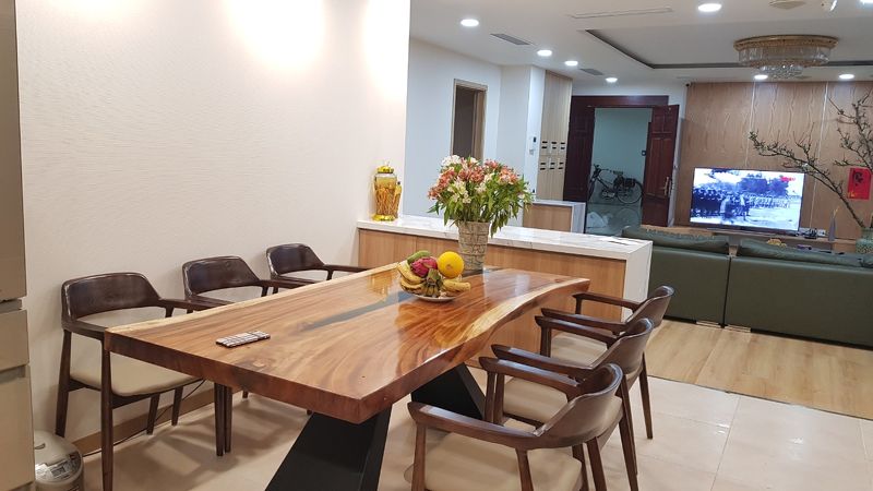Bàn ăn gỗ me tây 2m2 chân chữ A