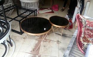 Bàn trà đôi-chân sắt sơn màu đồng