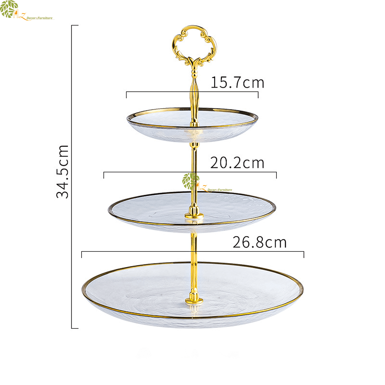 Giá bánh 3 tầng Trong viền vàng